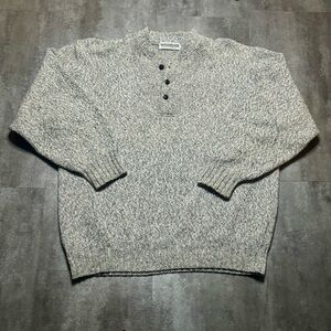 Vintage Windriver Wool Cotton Knit Henley Sweater Mens XL